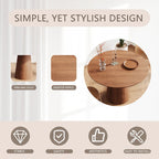 Table de salle à manger ronde pour 4-6 personnes, en bois naturel avec piétement conique en bois, table à manger rustique et minimaliste