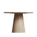 Table de salle à manger ronde pour 4-6 personnes, en bois naturel avec piétement conique en bois, table à manger rustique et minimaliste