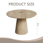 Table de salle à manger ronde pour 4-6 personnes, en bois naturel avec piétement conique en bois, table à manger rustique et minimaliste