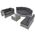 Ensemble de meubles de patio en rotin avec coussins et table basse