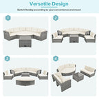 Ensemble de meubles de patio en rotin avec coussins et table basse
