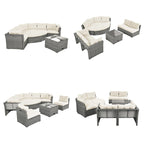 Ensemble de meubles de patio en rotin avec coussins et table basse