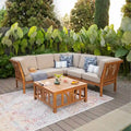 Ensemble sectionnel de patio en teck Cambridge Casual Lowell 6 pièces avec coussins