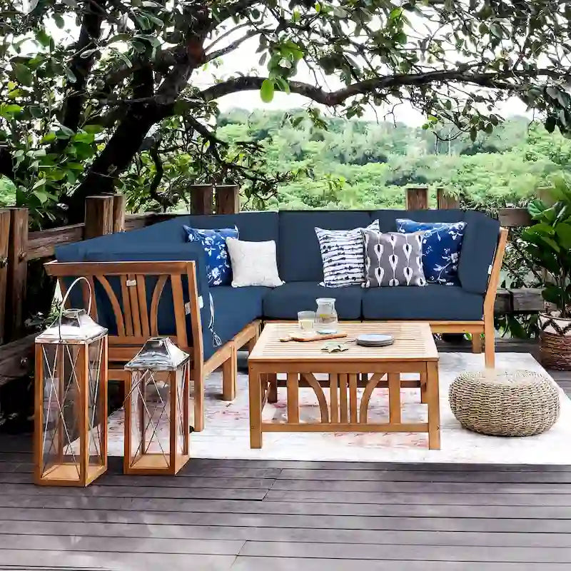 Cambridge Casual Lowell 6-piece Teak Patio Sectional Set with Cushion