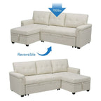 Canapé d'angle réversible avec lit gigogne, méridienne de rangement, pieds durables,