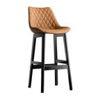 Tabourets de bar en similicuir Mid-Century Modern avec pieds en bois