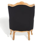Fauteuil à oreilles Safavieh Couture Kali en chêne et lin naturel - 34 larg. x 34 prof. x 40 haut.