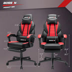Chaise de jeu style course BOSSIN, fauteuil gamer grande taille 300 lb, chaise d'ordinateur à dossier haut