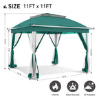 Cozywor Tonnelle escamotable en acier de 3,35 m x 3,35 m avec moustiquaire