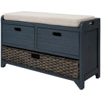 Banc de rangement en bois avec 2 paniers tressés par Harper&Bright Designs