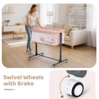 Berceau pour bébé avec roulettes - Beige / Gris / Rose, cododo, pour 1 bébé