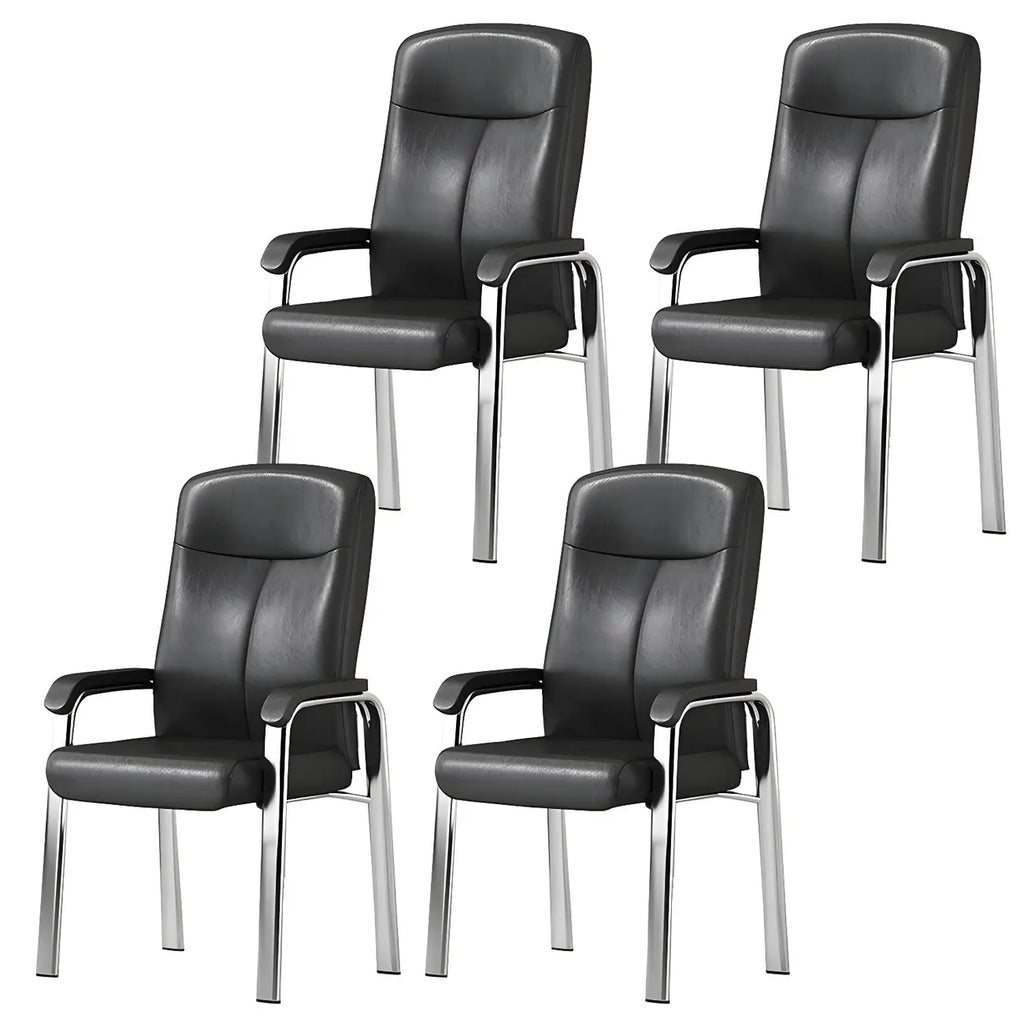 Chaise de bureau HomeyFad moderne en cuir et métal à 4 pieds avec accoudoirs