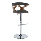 LumiSource – Lot de 2 tabourets de bar réglables Gardenia en métal chromé/bois de noyer/tissu anthracite