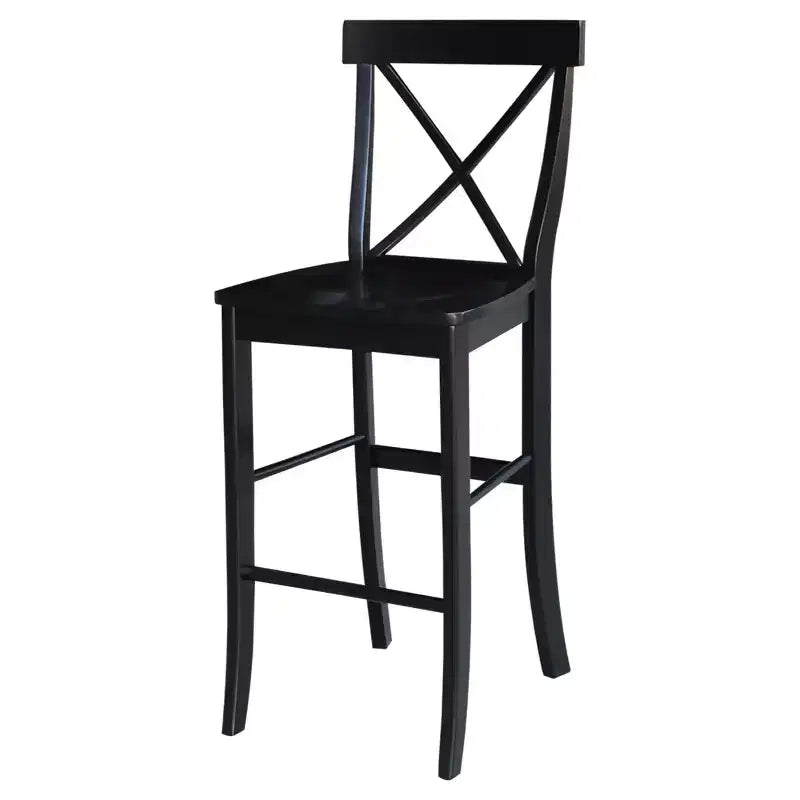 Tabouret de bar Martha X de 30 po, noir de jais - International Concepts : bois massif, design traditionnel