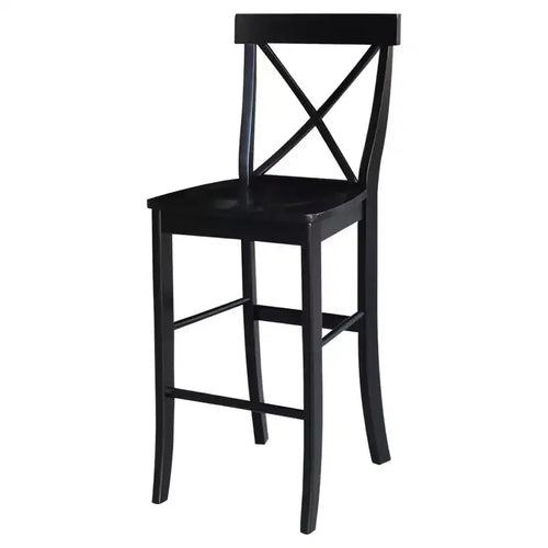 Tabouret de bar Martha X de 30 po, noir de jais - International Concepts : bois massif, design traditionnel