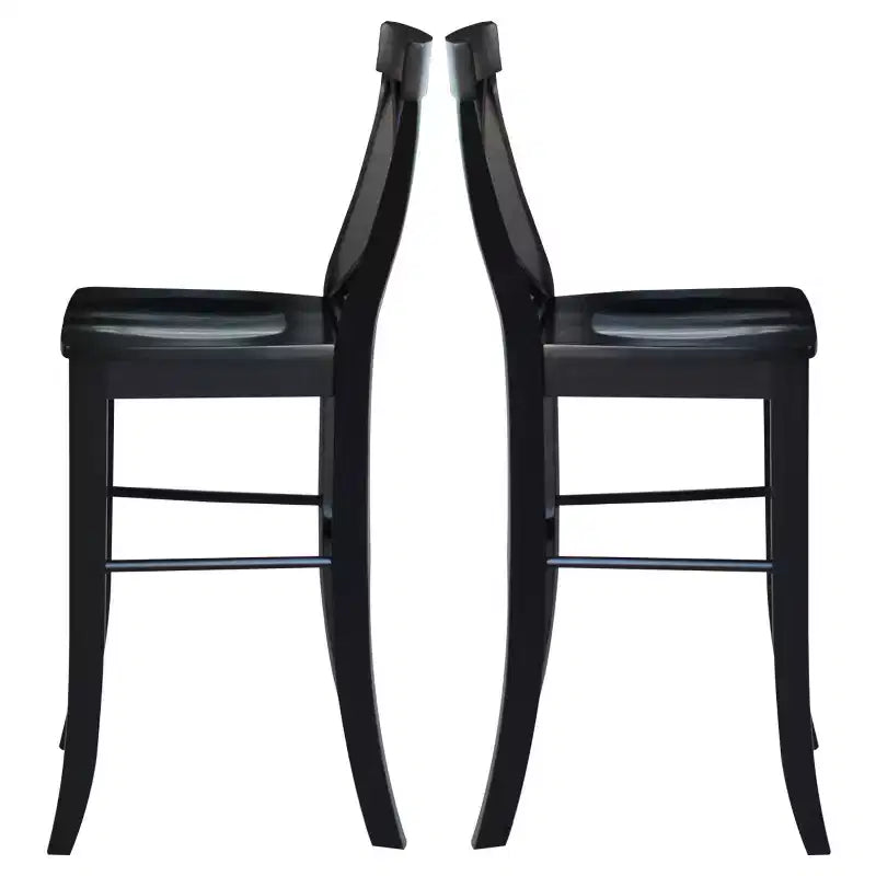 Tabouret de bar Martha X de 30 po, noir de jais - International Concepts : bois massif, design traditionnel