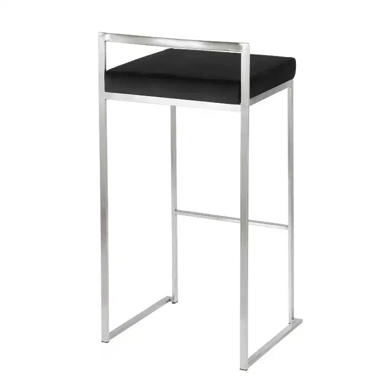 Tabourets de bar empilables Fuji (lot de 3) LumiSource, acier inoxydable/PU noir