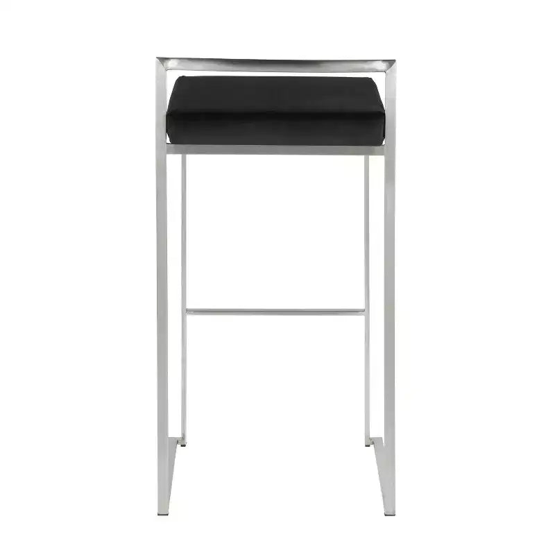 Tabourets de bar empilables Fuji (lot de 3) LumiSource, acier inoxydable/PU noir