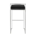 Tabourets de bar empilables Fuji (lot de 3) LumiSource, acier inoxydable/PU noir