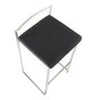 Tabourets de bar empilables Fuji (lot de 3) LumiSource, acier inoxydable/PU noir