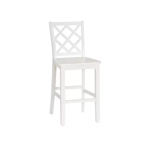 25.25" helby X-Back Farmhouse Counter Height Barstool White Finished Wood - Powell: olid Acacia & Rubberwood