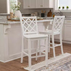 Tabouret de bar style ferme Helby X-Back en bois au fini blanc de 25,25 po – Powell : acacia massif et bois d'hévéa