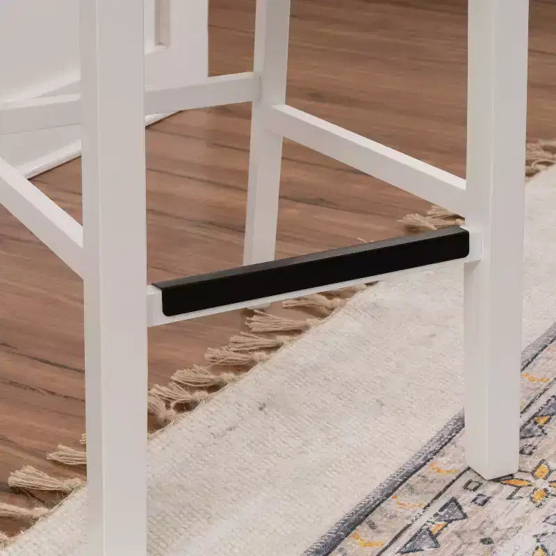Tabouret de bar style ferme Helby X-Back en bois au fini blanc de 25,25 po – Powell : acacia massif et bois d'hévéa