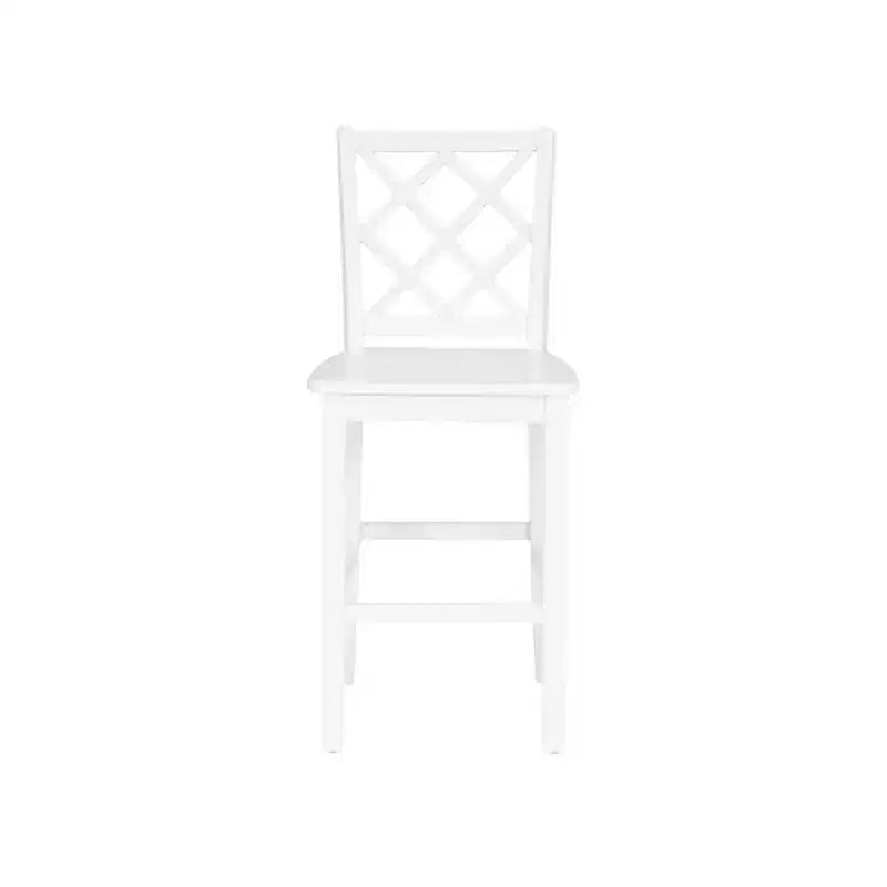 Tabouret de bar style ferme Helby X-Back en bois au fini blanc de 25,25 po – Powell : acacia massif et bois d'hévéa