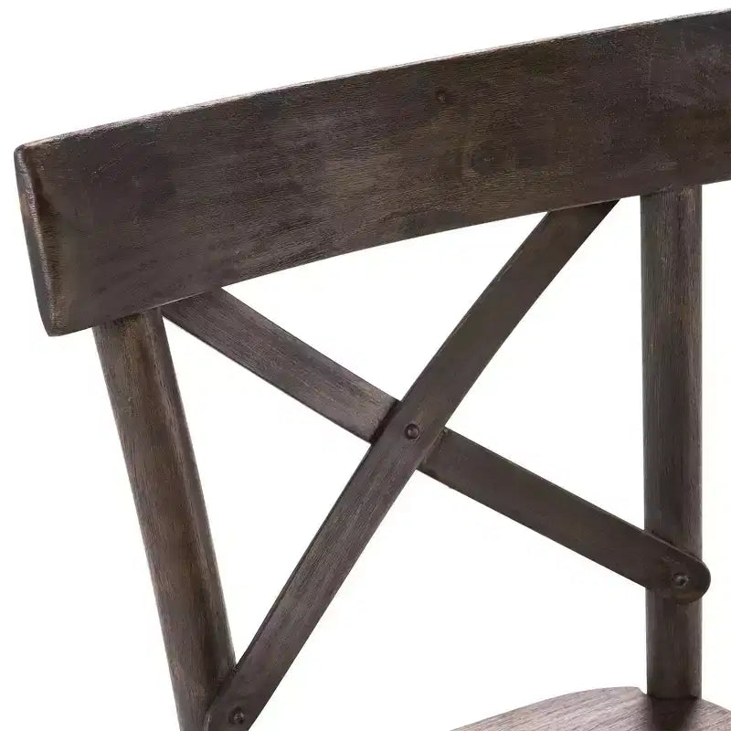 Ensemble de 2 chaises d'appoint en bois Calhoun, marron foncé – Picket House Furnishings : Dossier en X, Rustique