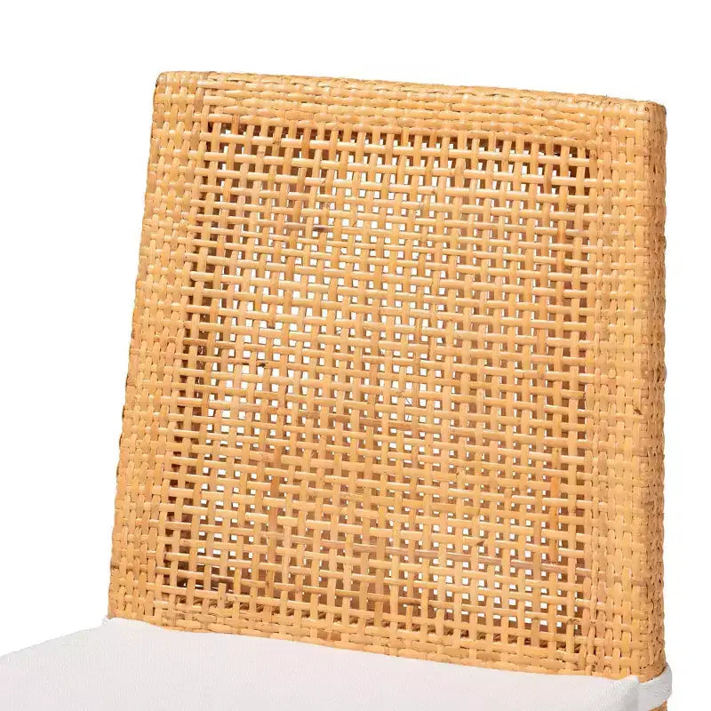Chaise de salle à manger en rotin bali & pari Morris Miel clair/Blanc
