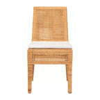 Chaise de salle à manger en rotin bali & pari Morris Miel clair/Blanc