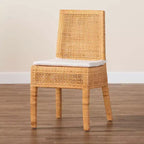 Chaise de salle à manger en rotin bali & pari Morris Miel clair/Blanc