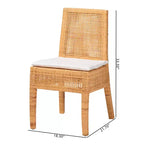Chaise de salle à manger en rotin bali & pari Morris Miel clair/Blanc