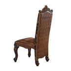 Chaise de salle à manger Versailles 22" bicolore en similicuir/tissu marron clair et finition chêne cerisier - Acme Furniture : Design traditionnel élégant