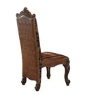 Chaise de salle à manger Versailles 22" bicolore en similicuir/tissu marron clair et finition chêne cerisier - Acme Furniture : Design traditionnel élégant