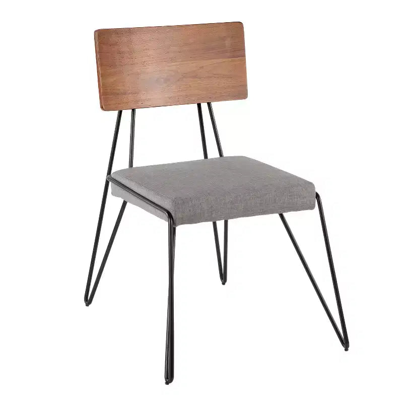Lot de 2 chaises modernes du milieu du siècle, gris/noir - Lumisource : pieds épingles, dossier en bois, assise en polyester
