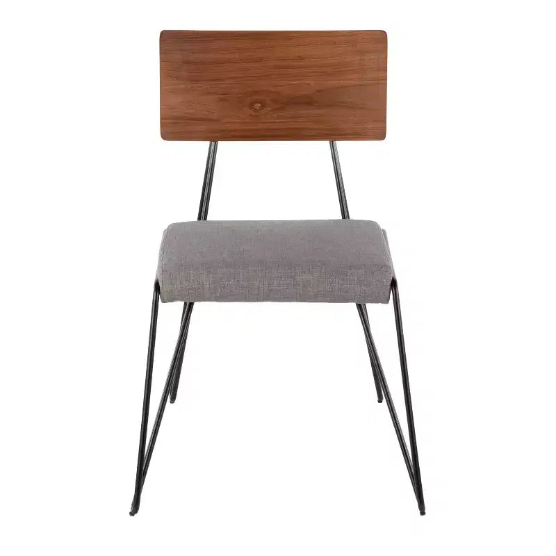 Lot de 2 chaises modernes du milieu du siècle, gris/noir - Lumisource : pieds épingles, dossier en bois, assise en polyester