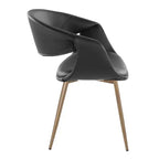 LumiSource Lot de 2 chaises Curvo rembourrées en PU, métal cuivre antique/noir
