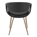 LumiSource Lot de 2 chaises Curvo rembourrées en PU, métal cuivre antique/noir