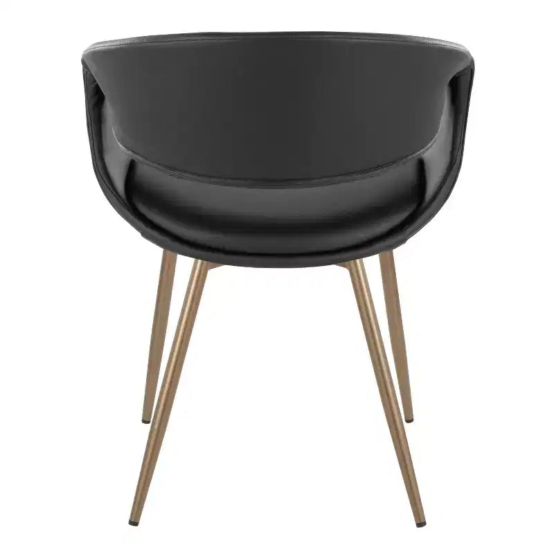 LumiSource Lot de 2 chaises Curvo rembourrées en PU, métal cuivre antique/noir