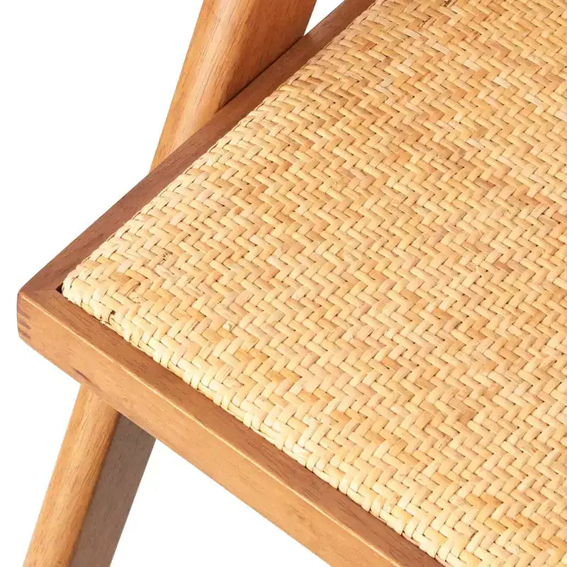Chaise de salle à manger Buylateral Valentina en bois massif de rotin moderne, noyer clair