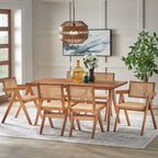 Chaise de salle à manger Buylateral Valentina en bois massif de rotin moderne, noyer clair