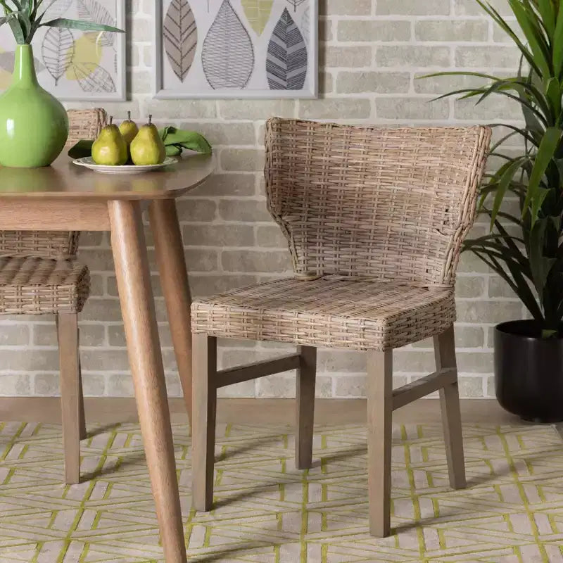 Lot de 2 chaises de salle à manger Enver en rotin et bois Naturel/Marron - bali & pari : Fabriquées à la main, origine indonésienne