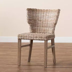 Lot de 2 chaises de salle à manger Enver en rotin et bois Naturel/Marron - bali & pari : Fabriquées à la main, origine indonésienne