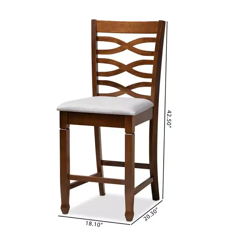 Lot de 2 chaises de comptoir en bois rembourrées Lanier Gris/Noyer - Baxton Studio : Garnissage polyester, nettoyage ciblé