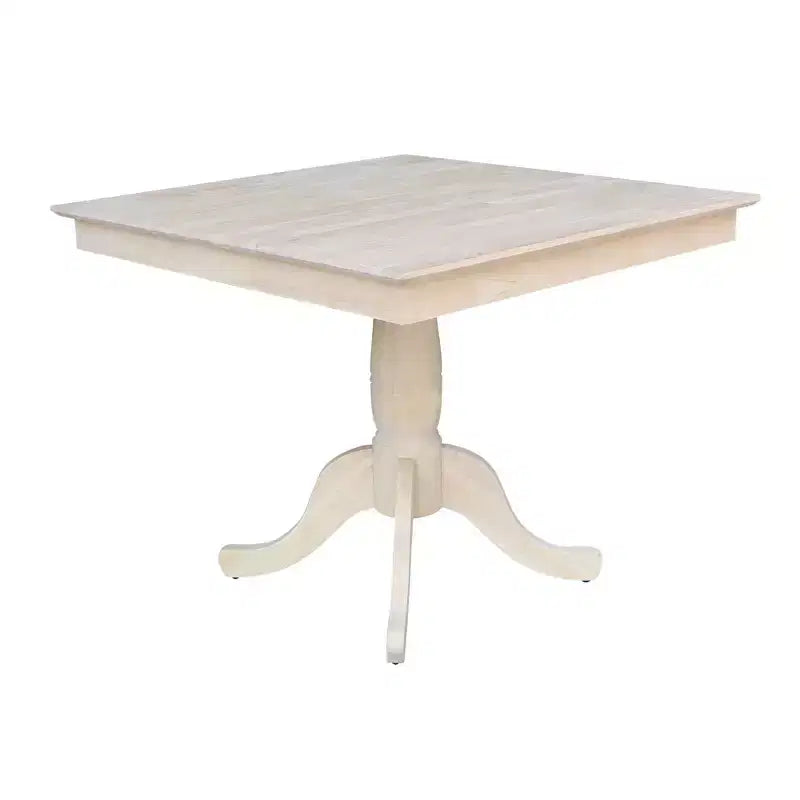 Tables de salle à manger 29,1" Minden Square Top Pedestal Inachevées - International Concepts : Bois massif, Coin-repas