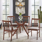 Table à manger ronde Lifestorey Trita 38 po en verre trempé Noyer