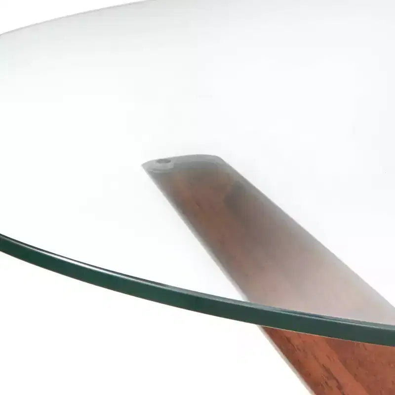 Table à manger ronde Lifestorey Trita 38 po en verre trempé Noyer