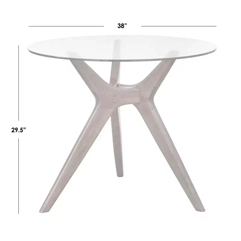 Table à manger ronde Lifestorey Trita 38 po en verre trempé Noyer