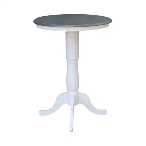 Table piédestal ronde Ronin de 41 po (104 cm) de hauteur de bar Blanc/Gris chiné - International Concepts : Moderne du milieu du siècle, 2 places